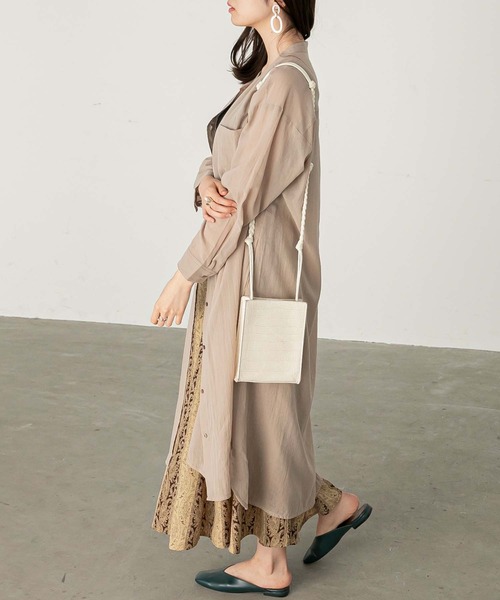 Chaco closet（チャコ クローゼット）の「コットンシフォンエアリーシャツワンピース（シャツワンピース・レディース・カーキ/ベージュ/ブラック・FREE）」の11枚目の写真