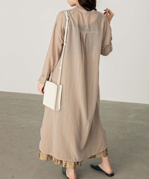 Chaco closet（チャコ クローゼット）の「コットンシフォンエアリーシャツワンピース（シャツワンピース・レディース・カーキ/ベージュ/ブラック・FREE）」の10枚目の写真