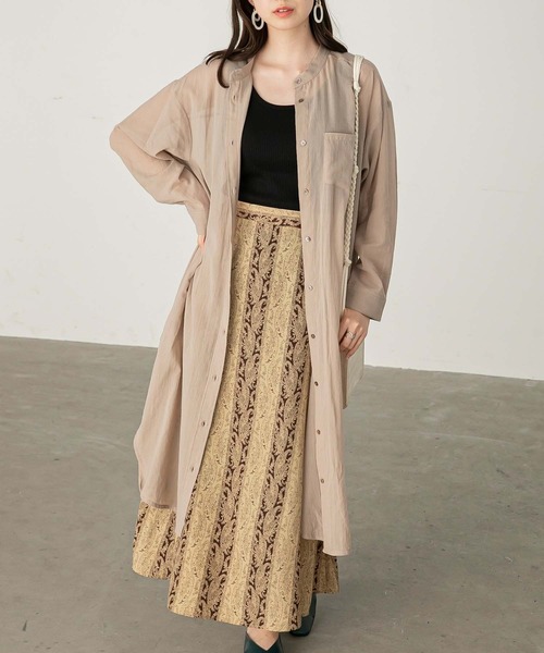 Chaco closet（チャコ クローゼット）の「コットンシフォンエアリーシャツワンピース（シャツワンピース・レディース・カーキ/ベージュ/ブラック・FREE）」の14枚目の写真