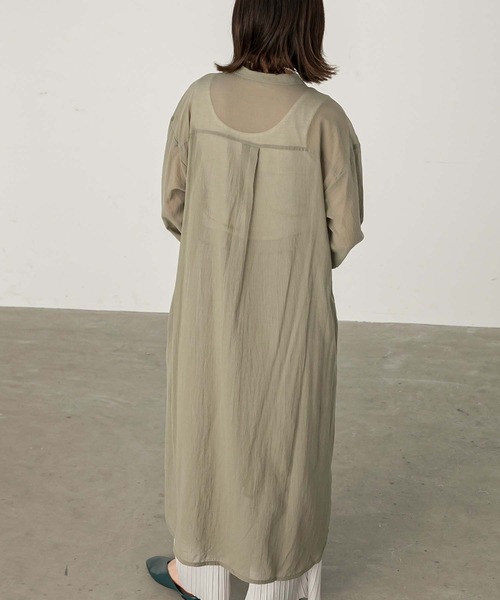 Chaco closet（チャコ クローゼット）の「コットンシフォンエアリーシャツワンピース（シャツワンピース・レディース・カーキ/ベージュ/ブラック・FREE）」の5枚目の写真
