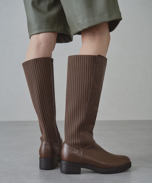ORiental TRaffic（オリエンタルトラフィック）の「切替ストレッチロングブーツ/11502（ブーツ・レディース・ブラック/ブラウン・LL/S/M/L）」の6枚目の写真