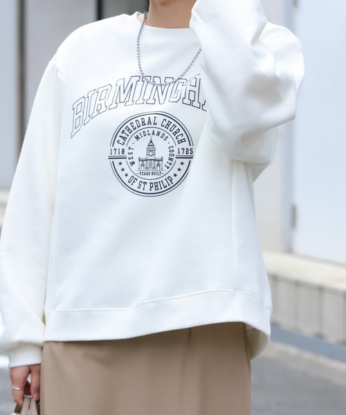 SENSE OF PLACE by URBAN RESEARCH（センスオブプレイスバイアーバンリサーチ）の「ウラキモウカレッジロゴスウェットシャツ（スウェット・レディース・アイボリー/ブラック/ブルー・ONE）」の5枚目の写真