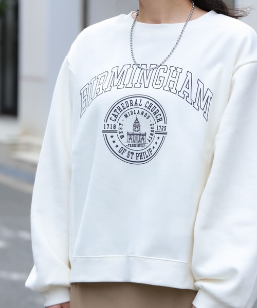 SENSE OF PLACE by URBAN RESEARCH（センスオブプレイスバイアーバンリサーチ）の「ウラキモウカレッジロゴスウェットシャツ（スウェット・レディース・アイボリー/ブラック/ブルー・ONE）」の6枚目の写真