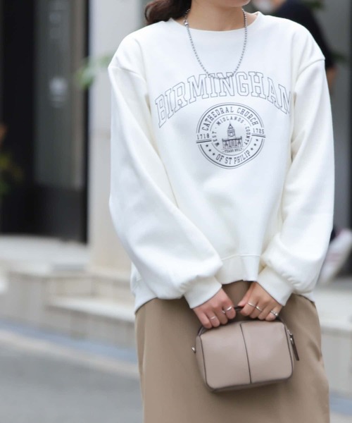 SENSE OF PLACE by URBAN RESEARCH（センスオブプレイスバイアーバンリサーチ）の「ウラキモウカレッジロゴスウェットシャツ（スウェット・レディース・アイボリー/ブラック/ブルー・ONE）」の7枚目の写真