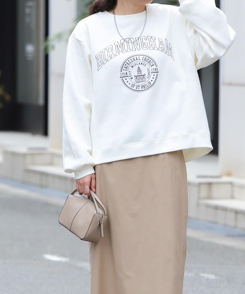 SENSE OF PLACE by URBAN RESEARCH（センスオブプレイスバイアーバンリサーチ）の「ウラキモウカレッジロゴスウェットシャツ（スウェット・レディース・アイボリー/ブラック/ブルー・ONE）」の9枚目の写真