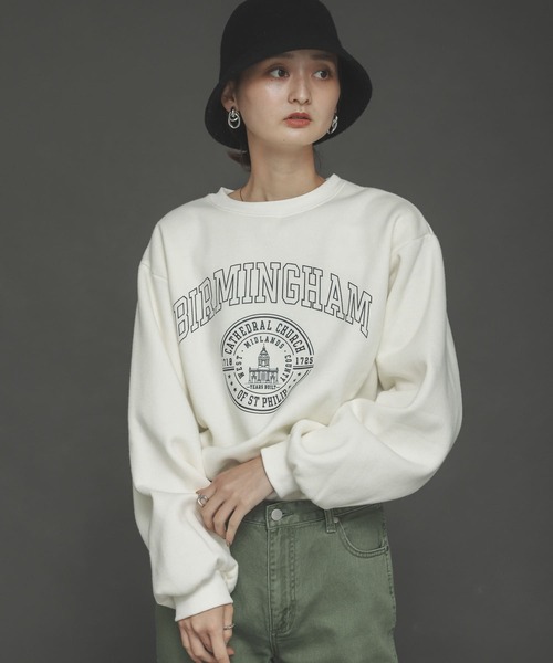 SENSE OF PLACE by URBAN RESEARCH（センスオブプレイスバイアーバンリサーチ）の「ウラキモウカレッジロゴスウェットシャツ（スウェット・レディース・アイボリー/ブラック/ブルー・ONE）」の13枚目の写真