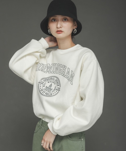 SENSE OF PLACE by URBAN RESEARCH（センスオブプレイスバイアーバンリサーチ）の「ウラキモウカレッジロゴスウェットシャツ（スウェット・レディース・アイボリー/ブラック/ブルー・ONE）」の14枚目の写真
