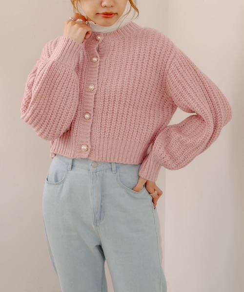 OLIVE des OLIVE（オリーブデオリーブ）の「マカロンカーディガン（カーディガン/ボレロ・レディース・ベージュ/オフホワイト/ピンク/ライトブラウン/ミント・FREE）」の5枚目の写真