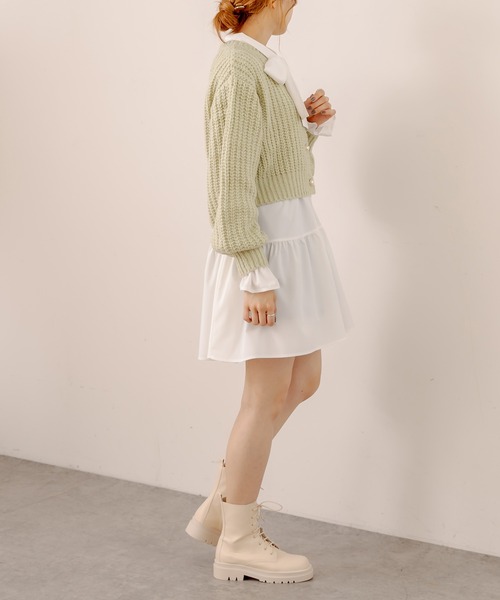 OLIVE des OLIVE（オリーブデオリーブ）の「マカロンカーディガン（カーディガン/ボレロ・レディース・ベージュ/オフホワイト/ピンク/ライトブラウン/ミント・FREE）」の21枚目の写真