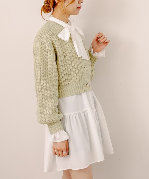 OLIVE des OLIVE（オリーブデオリーブ）の「マカロンカーディガン（カーディガン/ボレロ・レディース・ベージュ/オフホワイト/ピンク/ライトブラウン/ミント・FREE）」の13枚目の写真