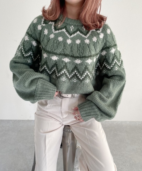 nemne store（ネンネストア）の「光が灯る求心柄ニットプルオーバー