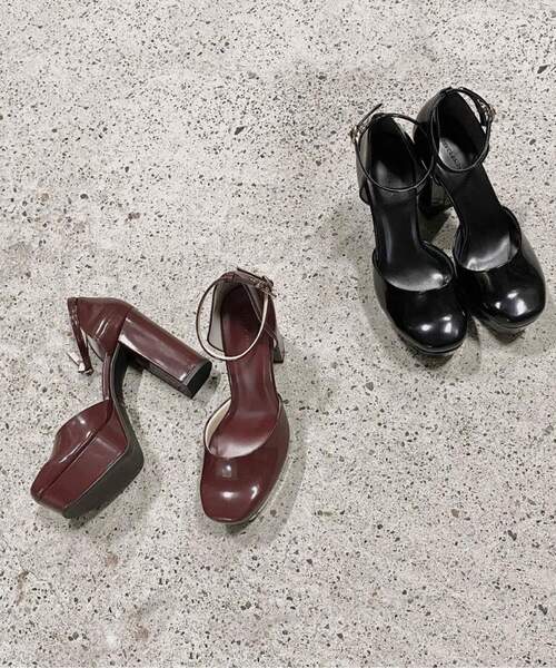 ESPERANZA(エスペランサ)の「◆ソフトスクエア厚底セパレートストラップパンプス(パンプス・レディース・ブラック/ワインレッド/グリーン・S/M/L/LL)」の5枚目の写真