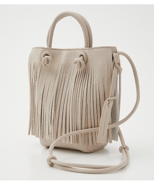 crie conforto(クリーコンフォルト)の「フリンジミニバッグ(ショルダーバッグ・レディース・ライトブルー/ブラック/アイボリー・FREE)」の2枚目の写真