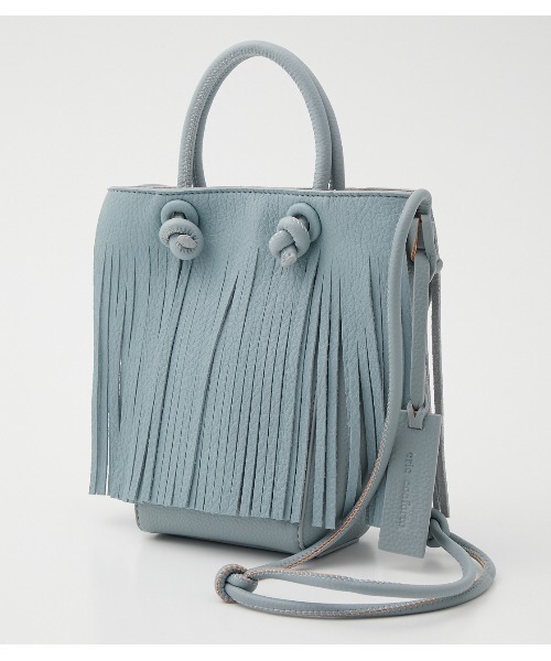 crie conforto(クリーコンフォルト)の「フリンジミニバッグ(ショルダーバッグ・レディース・ライトブルー/ブラック/アイボリー・FREE)」の1枚目の写真