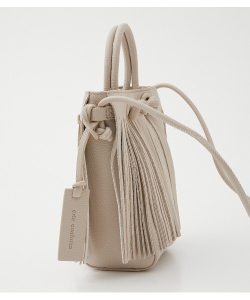 crie conforto(クリーコンフォルト)の「フリンジミニバッグ(ショルダーバッグ・レディース・ライトブルー/ブラック/アイボリー・FREE)」の16枚目の写真