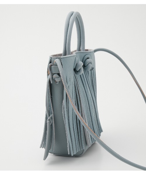 crie conforto(クリーコンフォルト)の「フリンジミニバッグ(ショルダーバッグ・レディース・ライトブルー/ブラック/アイボリー・FREE)」の5枚目の写真