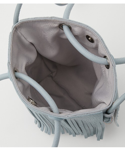 crie conforto(クリーコンフォルト)の「フリンジミニバッグ(ショルダーバッグ・レディース・ライトブルー/ブラック/アイボリー・FREE)」の10枚目の写真