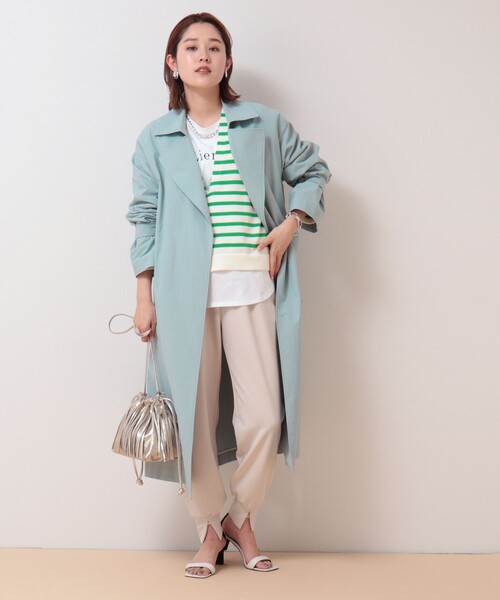 NOLLEY’S（ノーリーズ）の「◇【WEB限定カラーあり】ゆるトレンチコート（トレンチコート・レディース・ベージュ/イエロー/ライトグリーン/グレイッシュベージュ・38/36）」の5枚目の写真