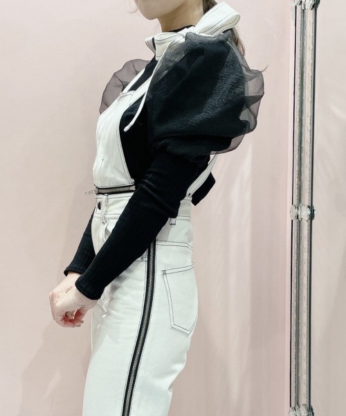 lilLilly（リルリリー）の「ボリュームパフスリーブリブニット（ニット/セーター・レディース・ブラック/ベージュ/ブルー・FREE）」の5枚目の写真