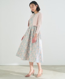 ANAYI ドローイング フラワータックワンピース ペールカラー　　ジャガード ANAYI ドローイング フラワータックワンピース ペールカラー