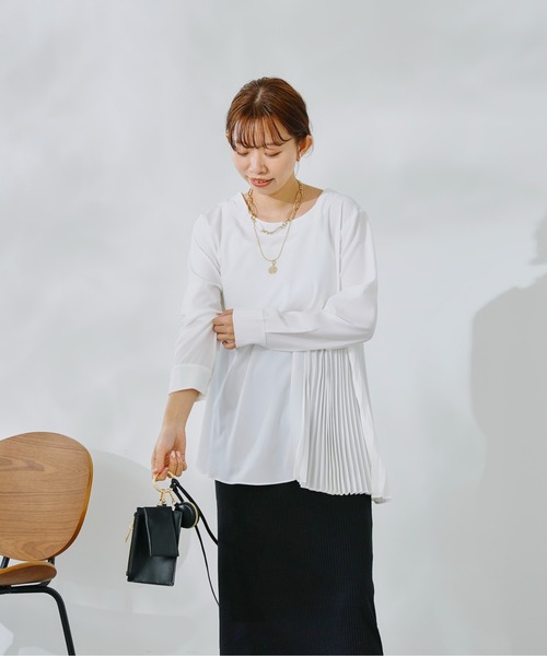 DouDou(ドゥドゥ)の「【WEB限定】プリーツブラウス×ニットベストセット(シャツ/ブラウス・レディース・ブラック/ベージュ/ブルー・FREE)」の18枚目の写真
