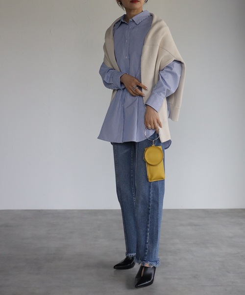 ap retro（アプレトロ）の「【ap retro】ストライプオーバーサイズシャツ（シャツ/ブラウス・レディース・グリーン/ネイビー/レッド・FREE）」の10枚目の写真