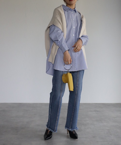 ap retro（アプレトロ）の「【ap retro】ストライプオーバーサイズシャツ（シャツ/ブラウス・レディース・グリーン/ネイビー/レッド・FREE）」の11枚目の写真