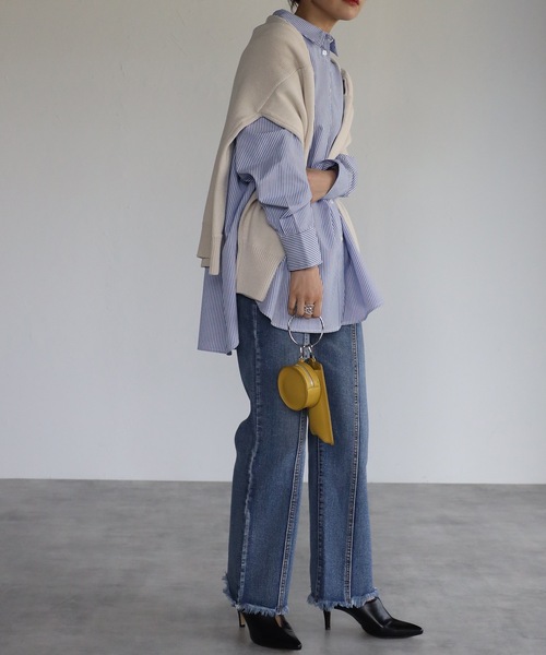 ap retro（アプレトロ）の「【ap retro】ストライプオーバーサイズシャツ（シャツ/ブラウス・レディース・グリーン/ネイビー/レッド・FREE）」の12枚目の写真