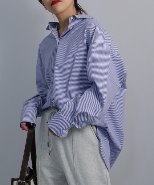 ap retro（アプレトロ）の「【ap retro】ストライプオーバーサイズシャツ（シャツ/ブラウス・レディース・グリーン/ネイビー/レッド・FREE）」の15枚目の写真