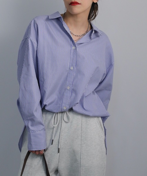 ap retro（アプレトロ）の「【ap retro】ストライプオーバーサイズシャツ（シャツ/ブラウス・レディース・グリーン/ネイビー/レッド・FREE）」の16枚目の写真