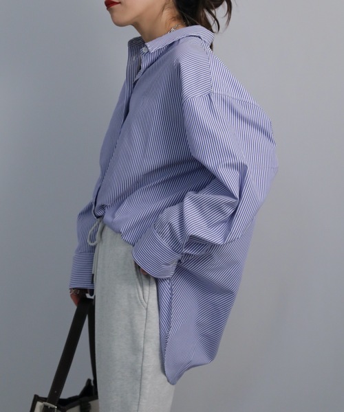 ap retro（アプレトロ）の「【ap retro】ストライプオーバーサイズシャツ（シャツ/ブラウス・レディース・グリーン/ネイビー/レッド・FREE）」の17枚目の写真