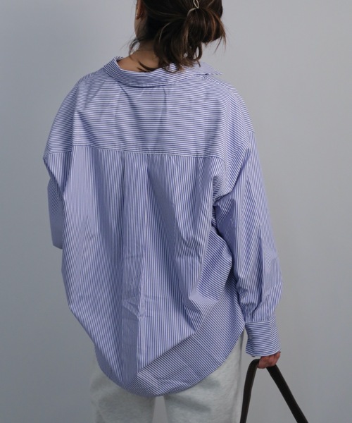 ap retro（アプレトロ）の「【ap retro】ストライプオーバーサイズシャツ（シャツ/ブラウス・レディース・グリーン/ネイビー/レッド・FREE）」の19枚目の写真