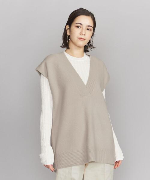 BEAUTY&YOUTH UNITED ARROWS(ビューティーアンドユースユナイテッドアローズ)の「BY ハミルトンウール ビッグ Vネック ベスト(ベスト・レディース・オリーブ/ダークグレー/ナチュラル/ケリー・FREE)」の21枚目の写真