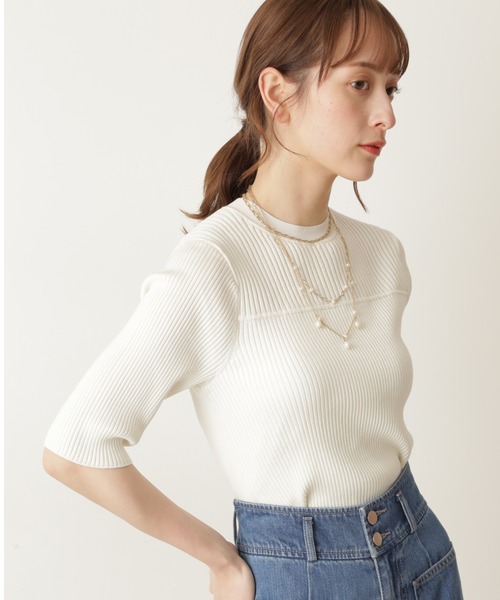 JILL STUART(ジルスチュアート)の「◆ナターシャリブニット(ニット/セーター・レディース・ホワイト/ネイビー/ピンク/グリーン・FREE)」の2枚目の写真