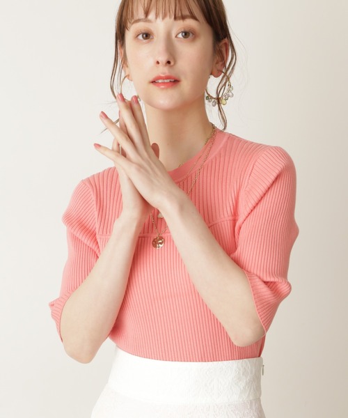 JILL STUART(ジルスチュアート)の「◆ナターシャリブニット(ニット/セーター・レディース・ホワイト/ネイビー/ピンク/グリーン・FREE)」の4枚目の写真