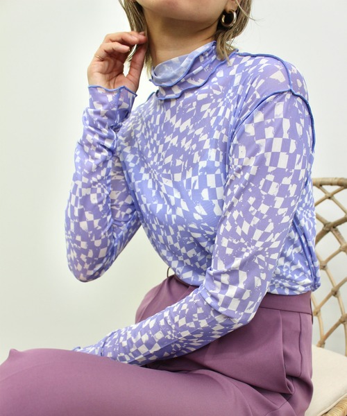 MLI'A（エムリア）の「チュールシアー／長袖トップス（Tシャツ/カットソー・レディース・オフホワイト/グリーン/イエロー/サックスブルー/ブラック/パープル系1/グリーン系/その他4・M）」の6枚目の写真