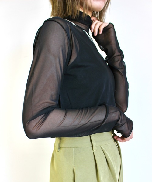 MLI'A（エムリア）の「チュールシアー／長袖トップス（Tシャツ/カットソー・レディース・オフホワイト/グリーン/イエロー/サックスブルー/ブラック/パープル系1/グリーン系/その他4・M）」の19枚目の写真