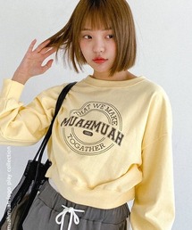 muahmuah（ムーアムーア）の「A'GEM/9 × .kom『muah muah/ムーアムーア』MUAH CIRCLE LOGO CROP MTM/クロップド丈 サークルロゴスウェットシャツ（スウェット）」