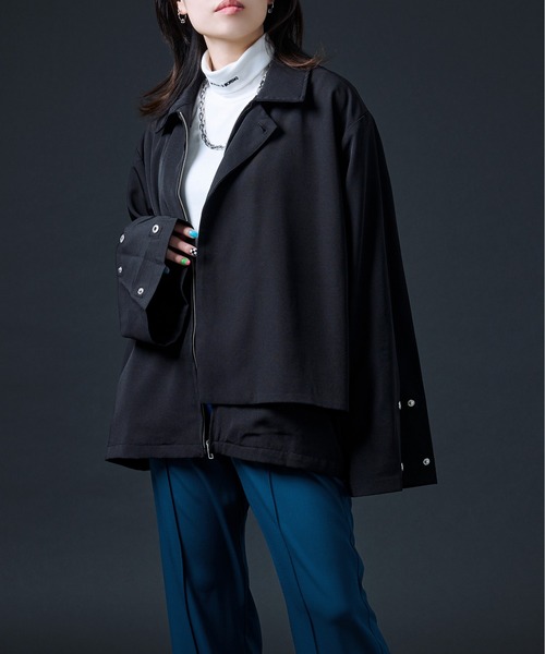 Ellno Loset(エルノロゼット)の「フラシデザインブルゾン(ブルゾン・メンズ・チャコールグレー/ブラック・MEDIUM/LARGE)」の11枚目の写真