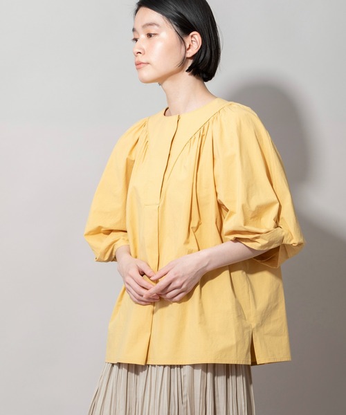 Munich(ミューニック)の「オーガニックコットンパフスリーブブラウス(シャツ/ブラウス・レディース・ホワイト/ブラック/イエロー・FREE)」の8枚目の写真