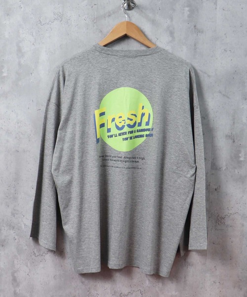 THE CASUAL（カジュアル）の「プリントデザイン BIG Tシャツ（Tシャツ/カットソー・メンズ・ホワイト/ミント/グレー系/ラベンダー/ベージュ/ホワイト系/グリーン/ネイビー系/ブルー/ブラック系/ブラック/グリーン系/ホワイト系1/杢グレー/チャコール/ネイビー/ベージュ系/モカ・XL/M/L）」の6枚目の写真