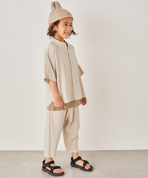 &yam(アンドヤム)の「リネンレーヨン テーパードイージーパンツ(その他パンツ・キッズ・ベージュ/グリーン/エンジ/ネイビー・110-120cm/100-110cm/120-130cm)」の8枚目の写真