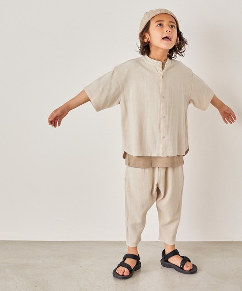 &yam(アンドヤム)の「リネンレーヨン テーパードイージーパンツ(その他パンツ・キッズ・ベージュ/グリーン/エンジ/ネイビー・110-120cm/100-110cm/120-130cm)」の9枚目の写真