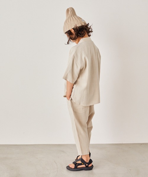 &yam(アンドヤム)の「リネンレーヨン テーパードイージーパンツ(その他パンツ・キッズ・ベージュ/グリーン/エンジ/ネイビー・110-120cm/100-110cm/120-130cm)」の10枚目の写真