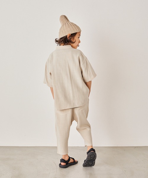 &yam(アンドヤム)の「リネンレーヨン テーパードイージーパンツ(その他パンツ・キッズ・ベージュ/グリーン/エンジ/ネイビー・110-120cm/100-110cm/120-130cm)」の11枚目の写真