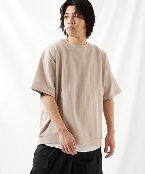 JOURNAL STANDARD(ジャーナルスタンダード)の「【カットソー+タンクトップの2点セット】Wフェイスワッフルレイヤード カットソー(Tシャツ/カットソー・メンズ・ベージュ/ライトグリーン/クリアブルー/ブラック系その他・SMALL/MEDIUM/LARGE)」の3枚目の写真