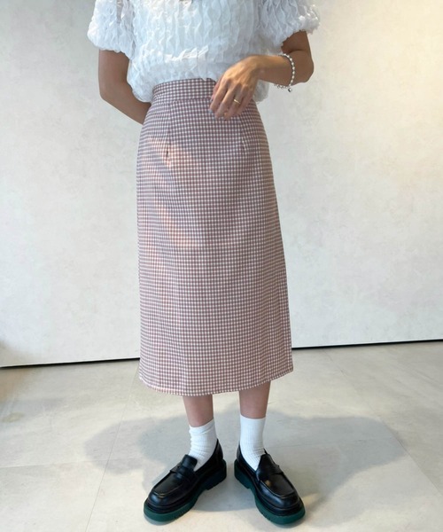 lala Born（ララボーン）の「ミドル丈チェックスカート（スカート・レディース・ブラック/グリーン/ピンク/ブルー・FREE）」の4枚目の写真