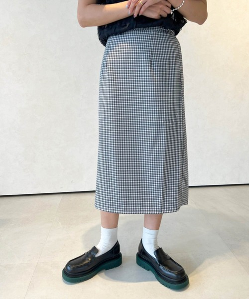 lala Born（ララボーン）の「ミドル丈チェックスカート（スカート・レディース・ブラック/グリーン/ピンク/ブルー・FREE）」の2枚目の写真