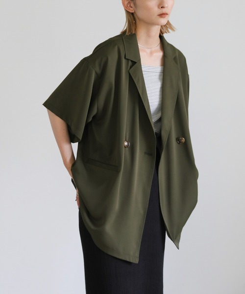 select MOCA（セレクトモカ）の「ハーフスリーブテーラードジャケット（テーラードジャケット・レディース・ブラック/カーキ/アイボリー・FREE）」の3枚目の写真