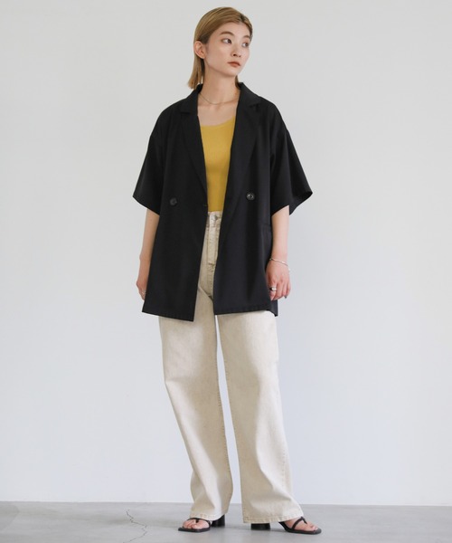 select MOCA（セレクトモカ）の「ハーフスリーブテーラードジャケット（テーラードジャケット・レディース・ブラック/カーキ/アイボリー・FREE）」の6枚目の写真